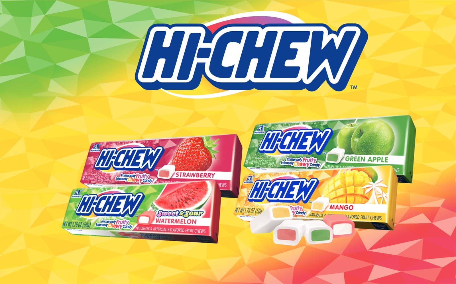 Das Kaubonbon Hi-Chew ist ein begehrter Snack für die Kassenzone und im Lekkerland Webshop erhältlich.