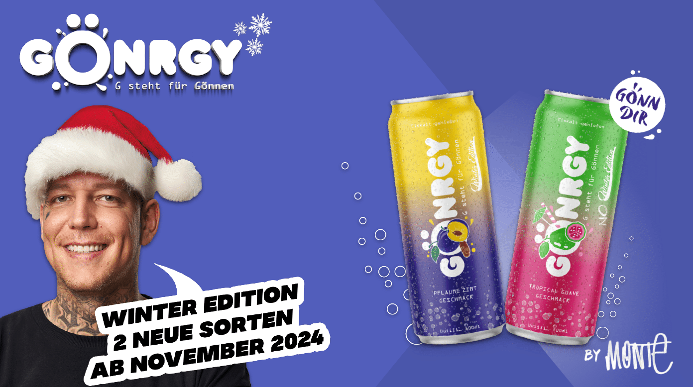 MontanaBlack launcht mit Pflaume Zimt und Tropical Guave zwei neue Sorten GÖNRGY Energy-Drink.